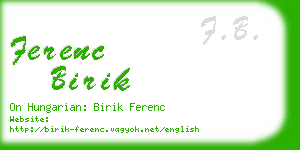 ferenc birik business card